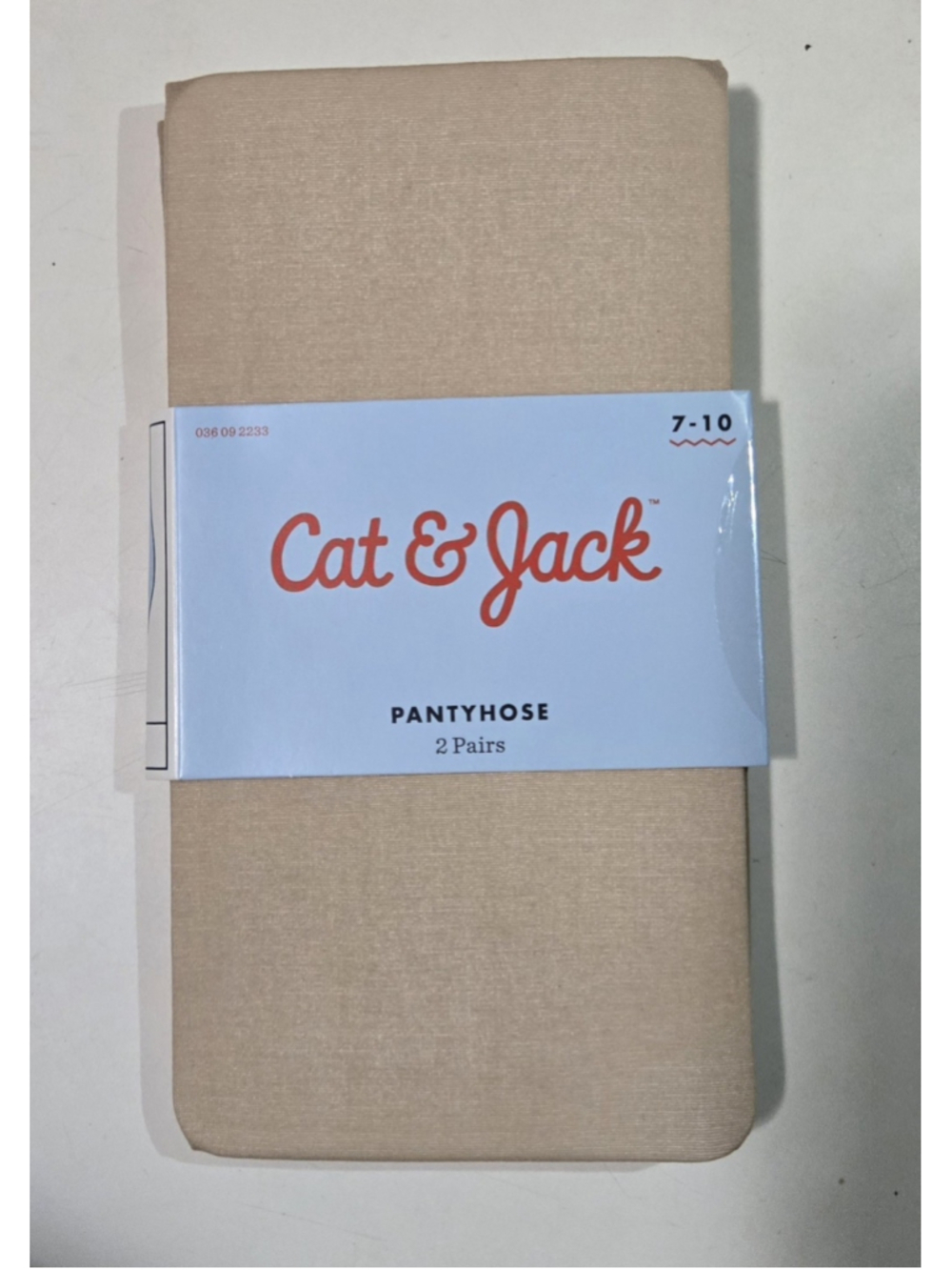 Cat & Jack Girls Pantyhose Tights Beige Solid Size 7-10 2 Pairs Nylon Spandex